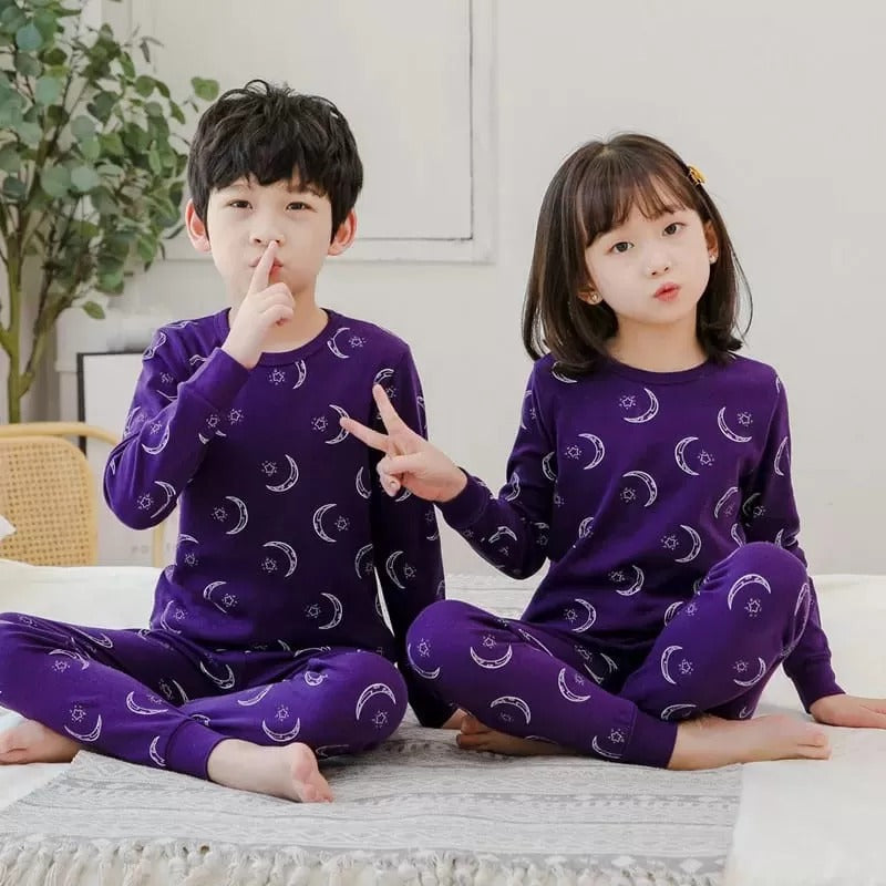 Purple Moon Star Printed Kids Suit