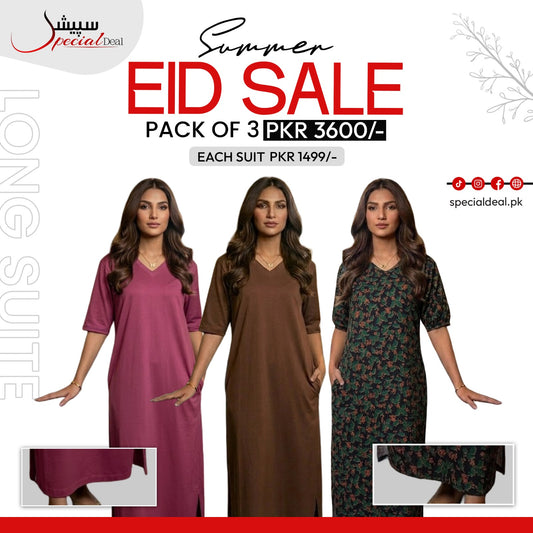 Pack of 3 Long Suits – Summer Eid Collection | Jersey Fabric Deal 10