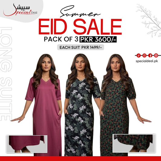 Pack of 3 Long Suits – Summer Eid Collection | Jersey Fabric Deal 5