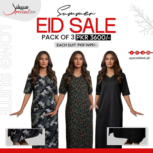Pack of 3 Long Suits – Summer Eid Collection | Jersey Fabric Deal 4