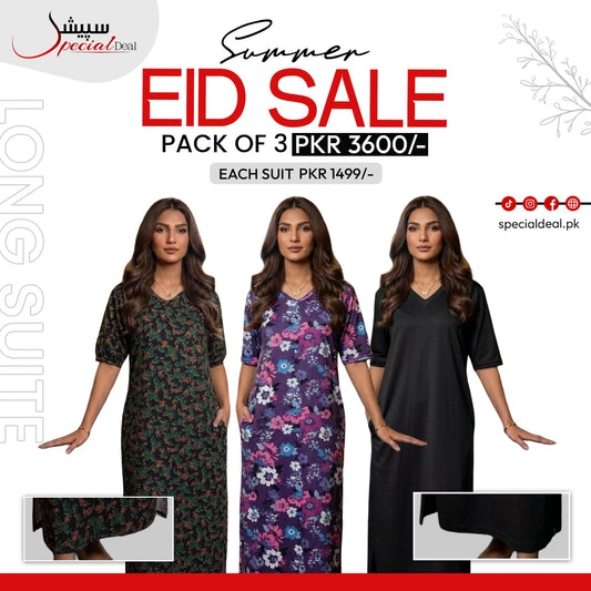 Pack of 3 Long Suits – Summer Eid Collection | Jersey Fabric Deal 6