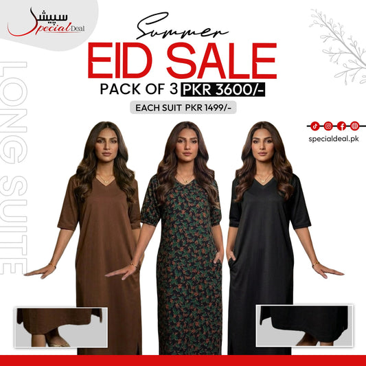 Pack of 3 Long Suits – Summer Eid Collection | Jersey Fabric Deal 13