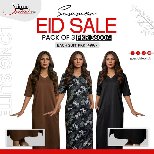 Pack of 3 Long Suits – Summer Eid Collection | Jersey Fabric Deal 14