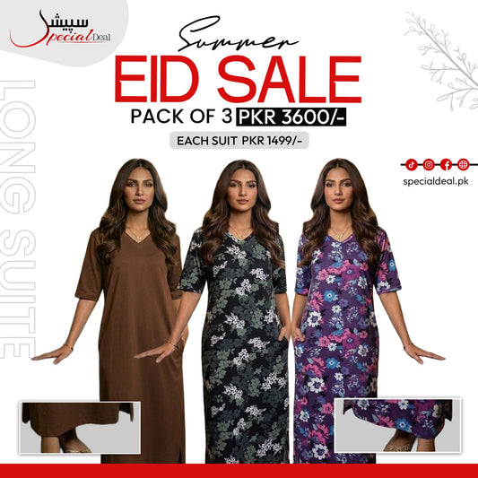 Pack of 3 Long Suits – Summer Eid Collection | Jersey Fabric Deal 15