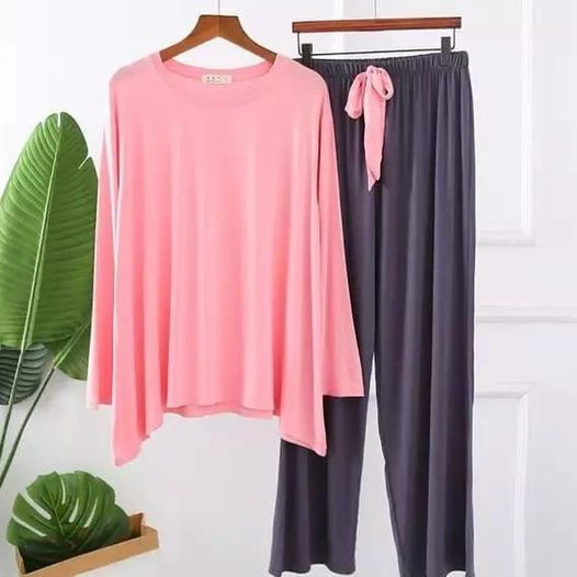 Plain Pink Shirt and Grey Trouser Night Wear