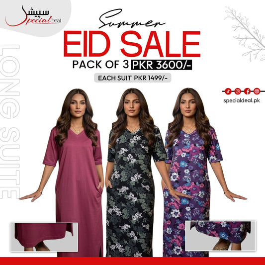 Pack of 3 Long Suits – Summer Eid Collection | Jersey Fabric Deal 20