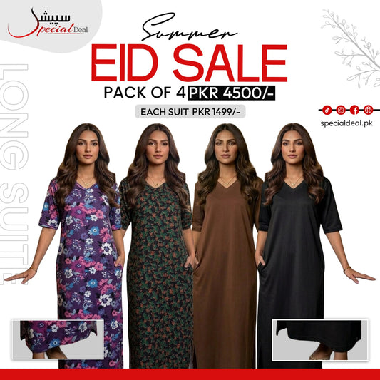 Pack of 4 Long Suits – Summer Eid Collection | Jersey Fabric Deal 8