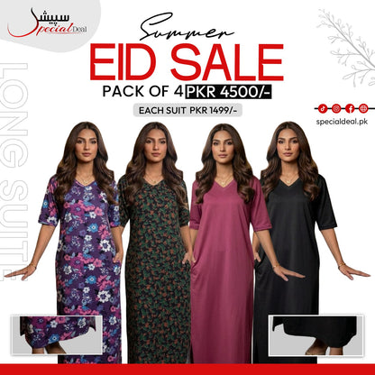 Pack of 4 Long Suits – Summer Eid Collection | Jersey Fabric Deal 9