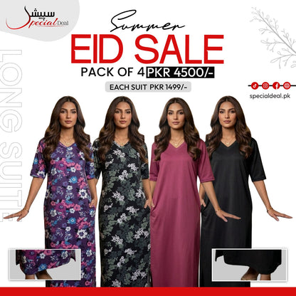 Pack of 4 Long Suits – Summer Eid Collection | Jersey Fabric Deal 11