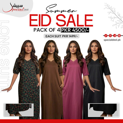 Pack of 4 Long Suits – Summer Eid Collection | Jersey Fabric Deal 12