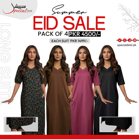 Pack of 4 Long Suits – Summer Eid Collection | Jersey Fabric Deal 12