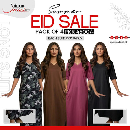 Pack of 4 Long Suits – Summer Eid Collection | Jersey Fabric Deal 13