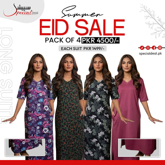 Pack of 4 Long Suits – Summer Eid Collection | Jersey Fabric Deal 16