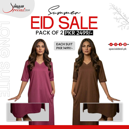 Pack of 2 Long Suits – Summer Eid Collection | Jersey Fabric Deal 5