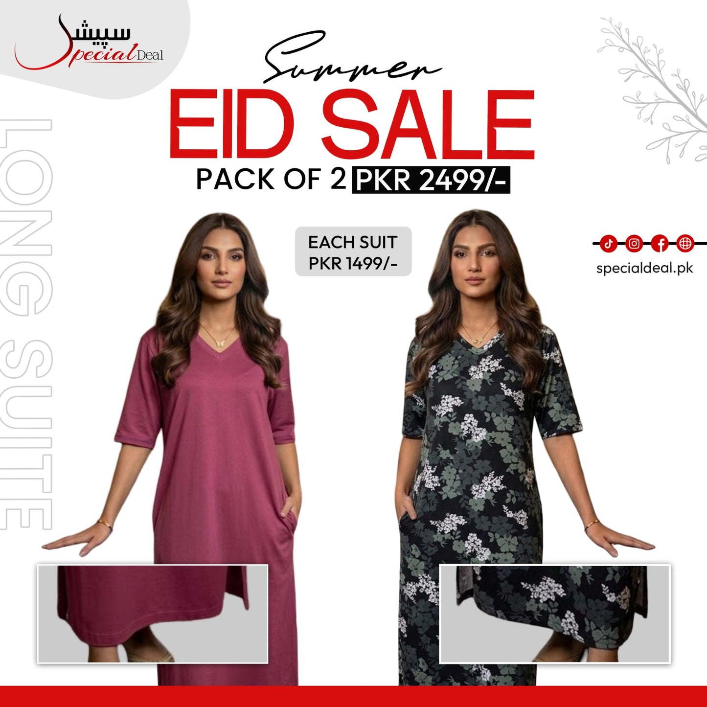 Pack of 2 Long Suits – Summer Eid Collection | Jersey Fabric Deal 6