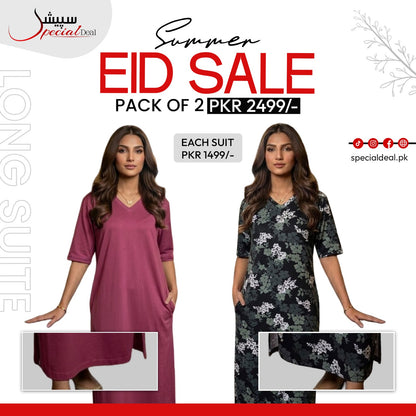 Pack of 2 Long Suits – Summer Eid Collection | Jersey Fabric Deal 6