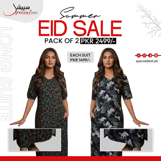 Pack of 2 Long Suits – Summer Eid Collection | Jersey Fabric Deal 7