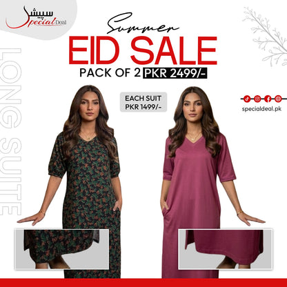 Pack of 2 Long Suits – Summer Eid Collection | Jersey Fabric Deal 10
