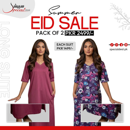 Pack of 2 Long Suits – Summer Eid Collection | Jersey Fabric Deal 12