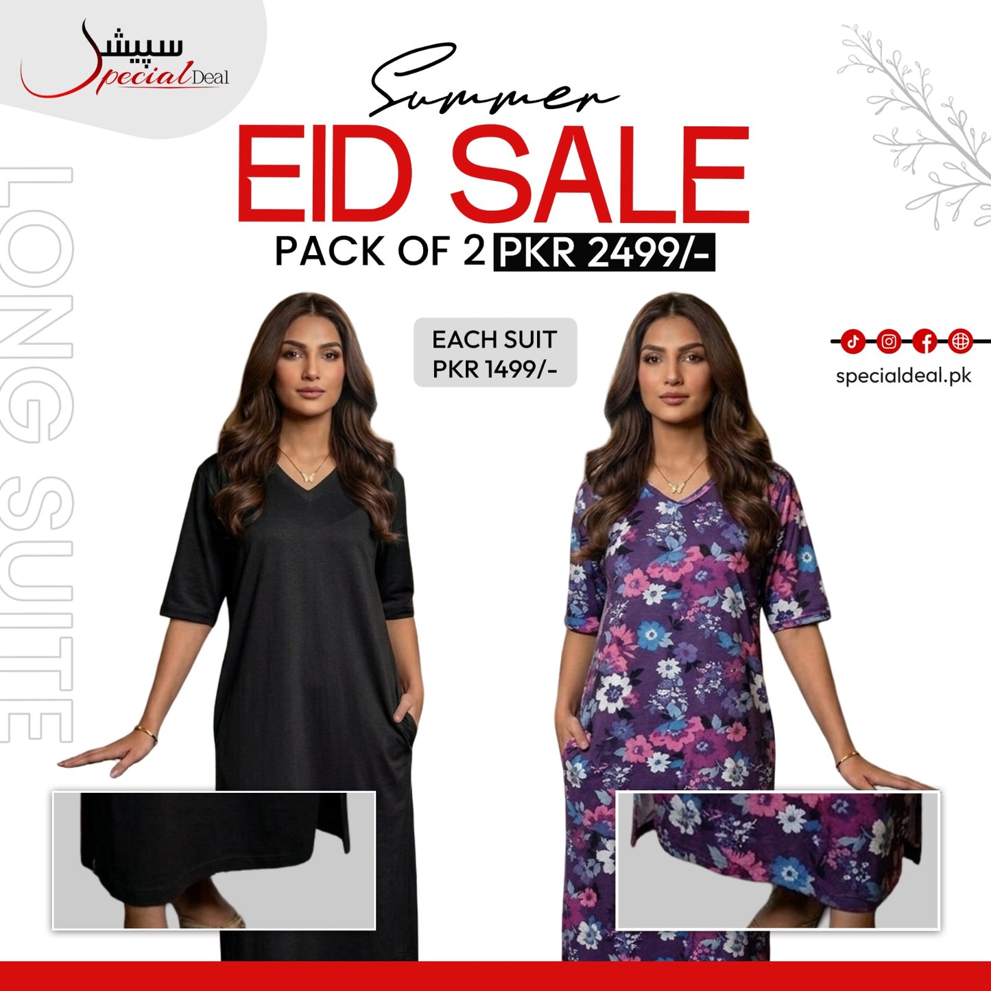 Pack of 2 Long Suits – Summer Eid Collection | Jersey Fabric Deal 13