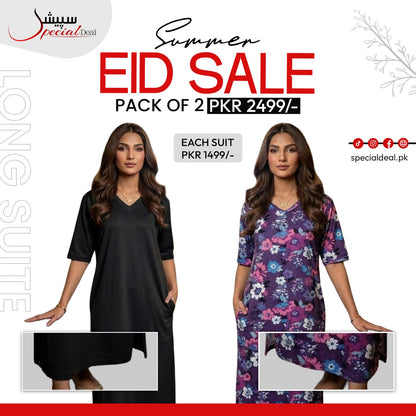Pack of 2 Long Suits – Summer Eid Collection | Jersey Fabric Deal 13