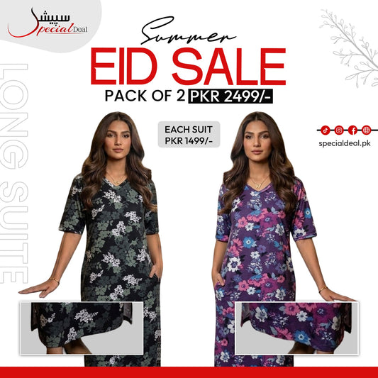 Pack of 2 Long Suits – Summer Eid Collection | Jersey Fabric Deal 15