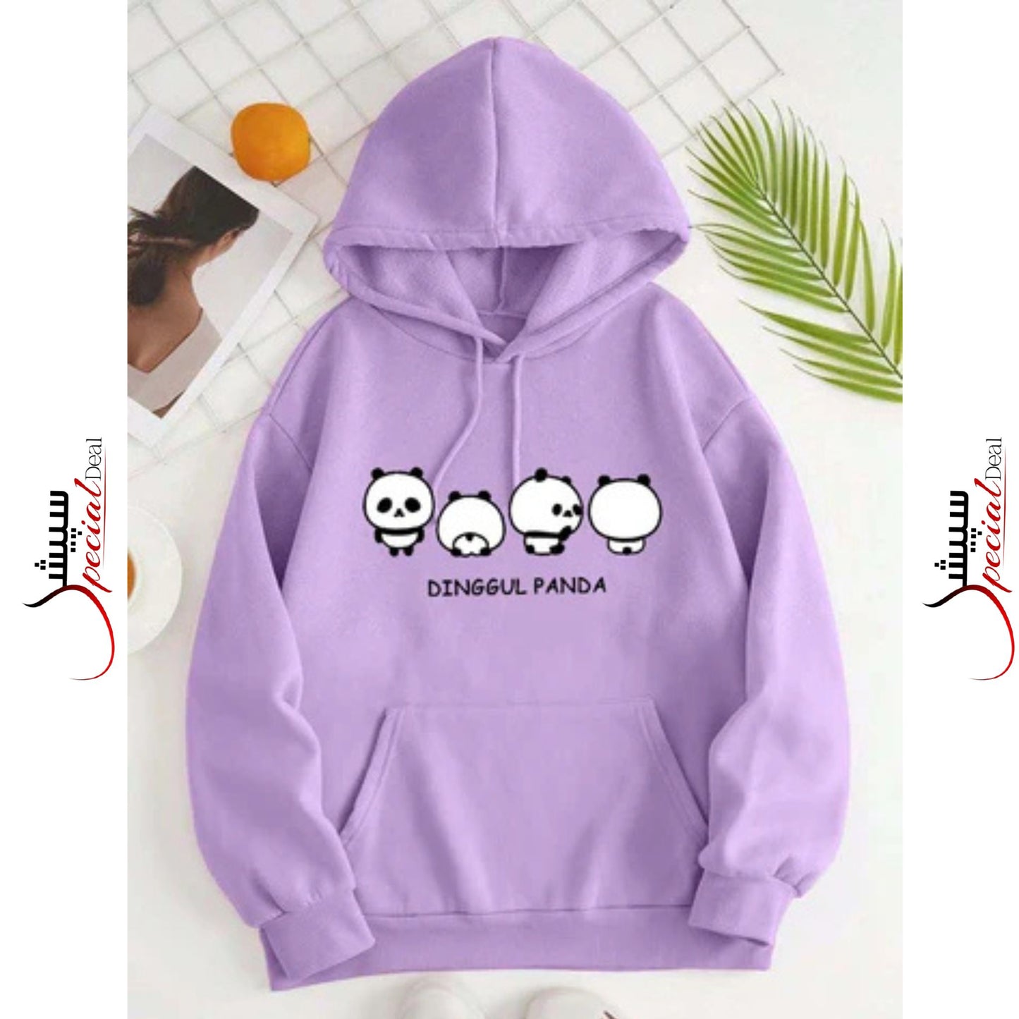 Purple Dingul Panda Printed Hoodie