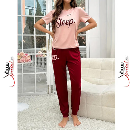 Pink Sleep Half Sleeves Night Wear