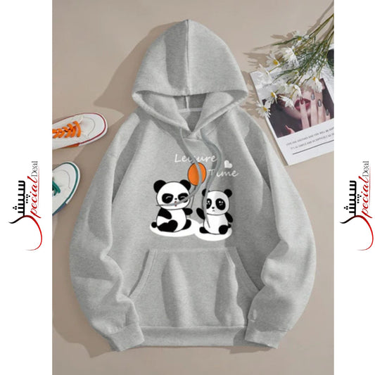 Grey Panda Printed Hoodie