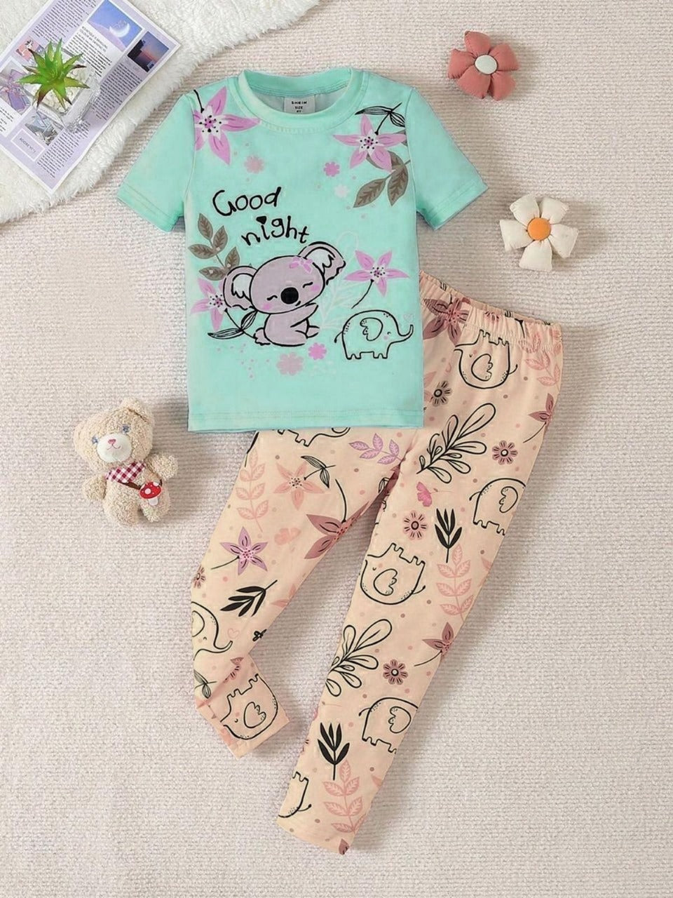 Green Good Night Printed Kids Suit