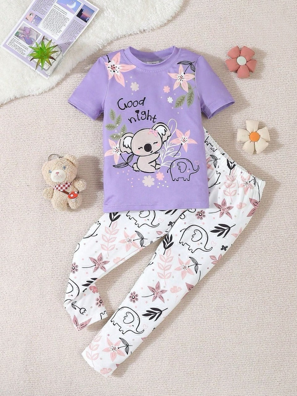 Purple Good Night Printed Kids Suit