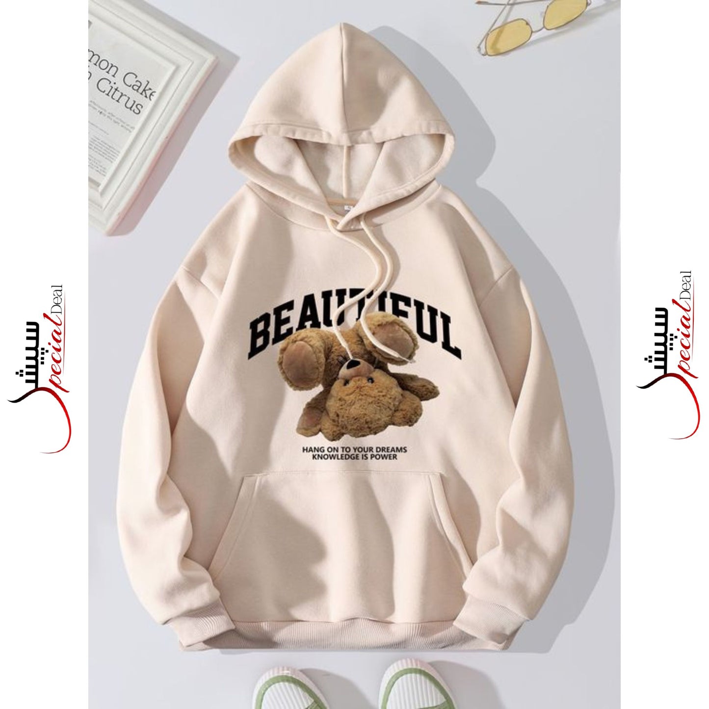 Skin Beautiful Bear Printed Hoodie