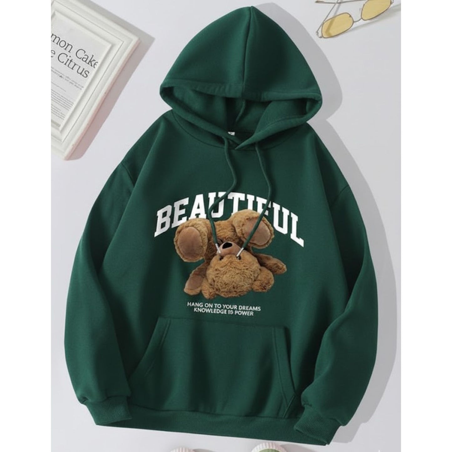 Green Beautifull Printed Hoodie