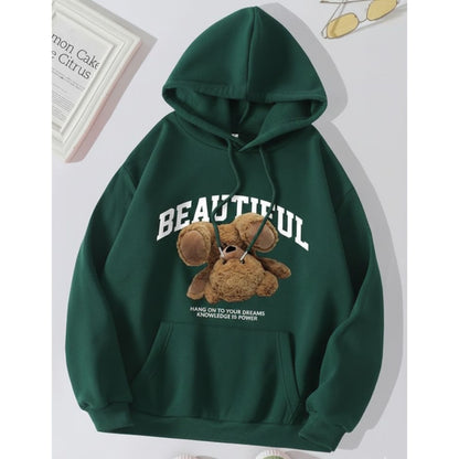 Green Beautifull Printed Hoodie