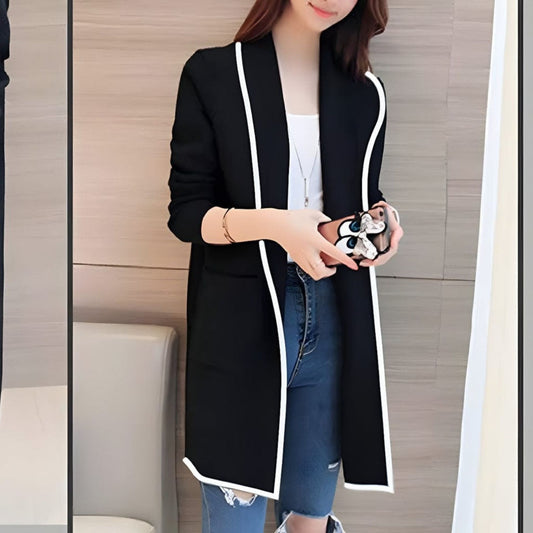 Black With White Strips Long Coat