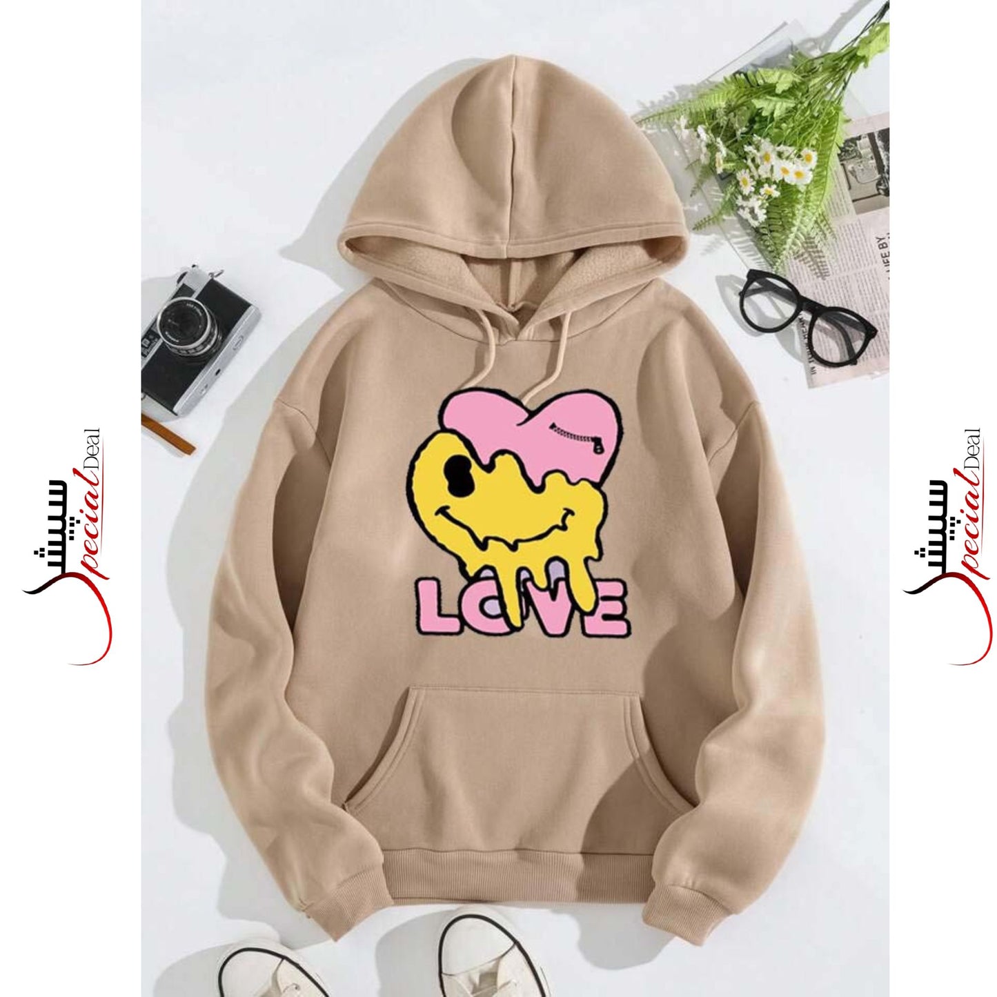 Camil Love Smile Printed Hoodie
