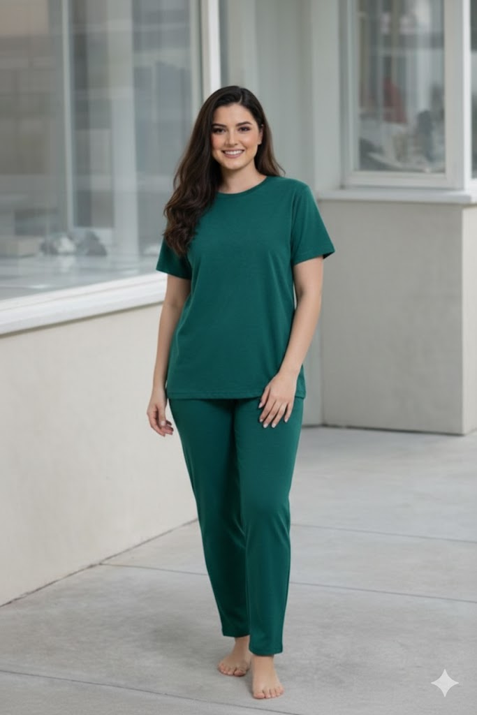 Plain Green Shirt Half Sleeves and Plain Trouser