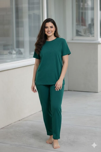 Plain Green Shirt Half Sleeves and Plain Trouser