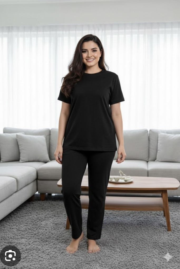 Plain Black Shirt Half Sleeves and Plain Trouser