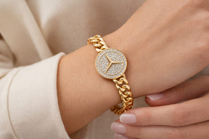 Luxury Gold Bracelet with Diamond Dial – Premium Designer Piece