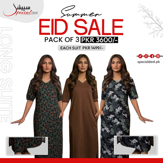 Pack of 3 Long Suits – Summer Eid Collection | Jersey Fabric Deal 2