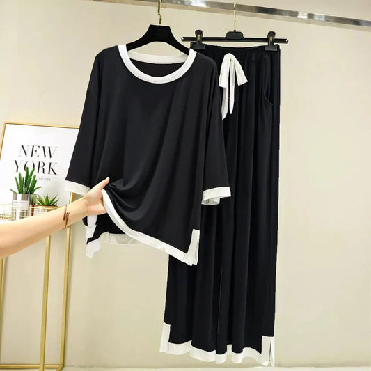 Black With White Strips Full Sleeves Night Wear