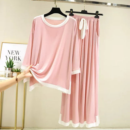Pink With White Strips Full Sleeves Night Wear