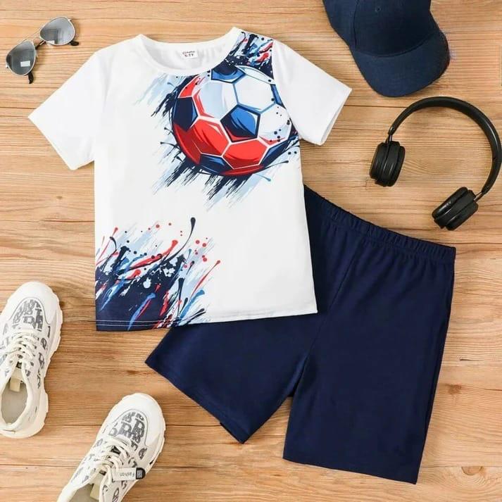 Football Print Shorts Set