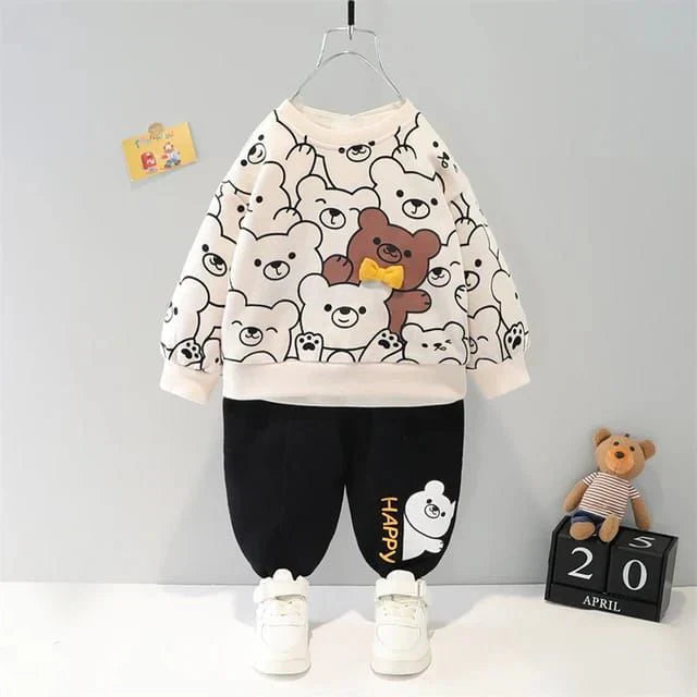 White Bears Sweatshirt and Black Trouser Kids Track Suit