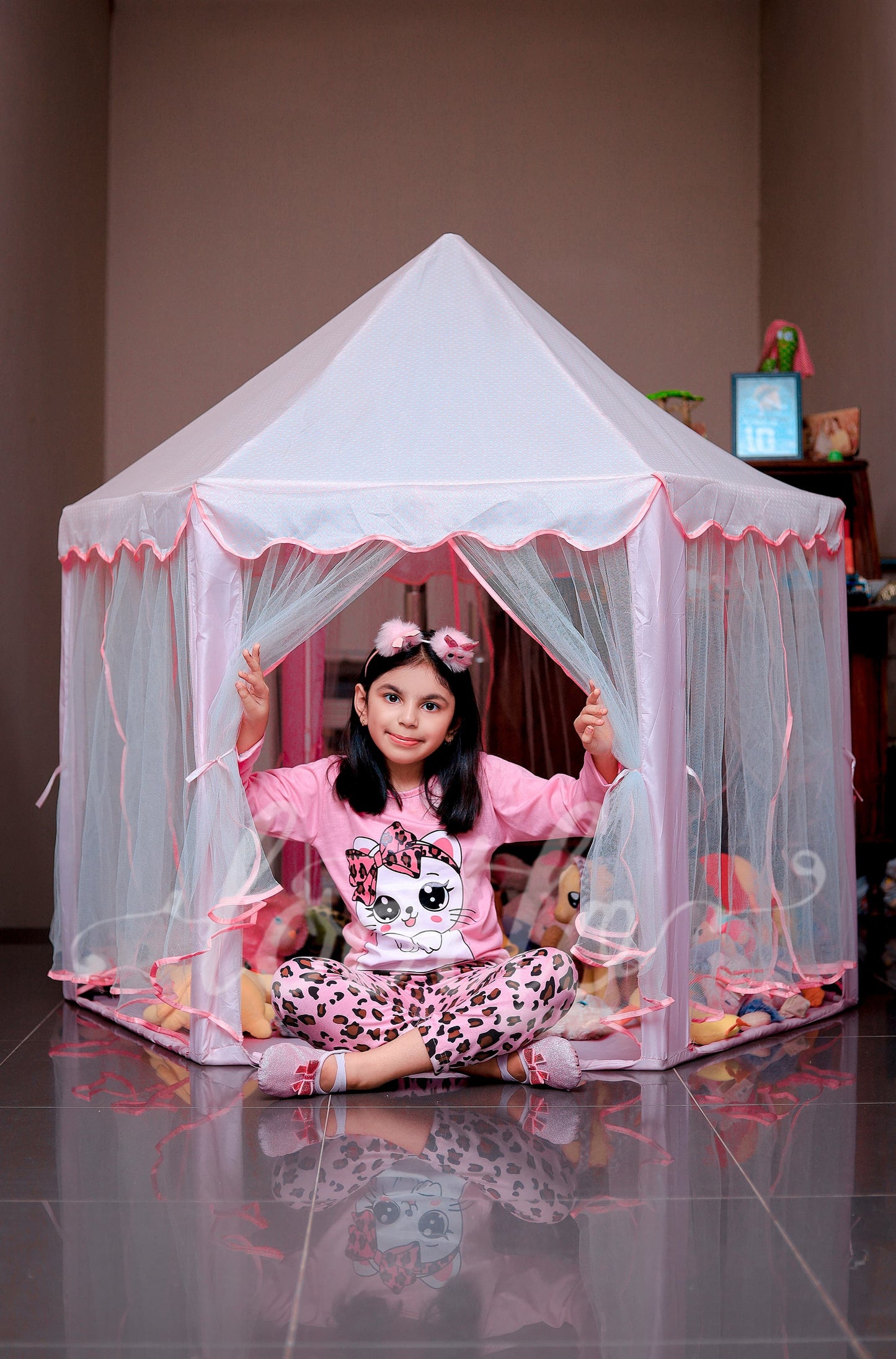 Pink Cat Printed Kids Suit