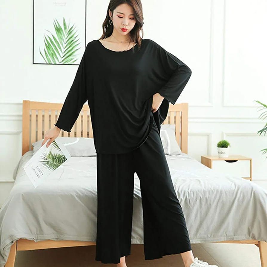Slumber in Style: Embrace Comfort with Black Plain Pyjama Set – The  Colourful Aura